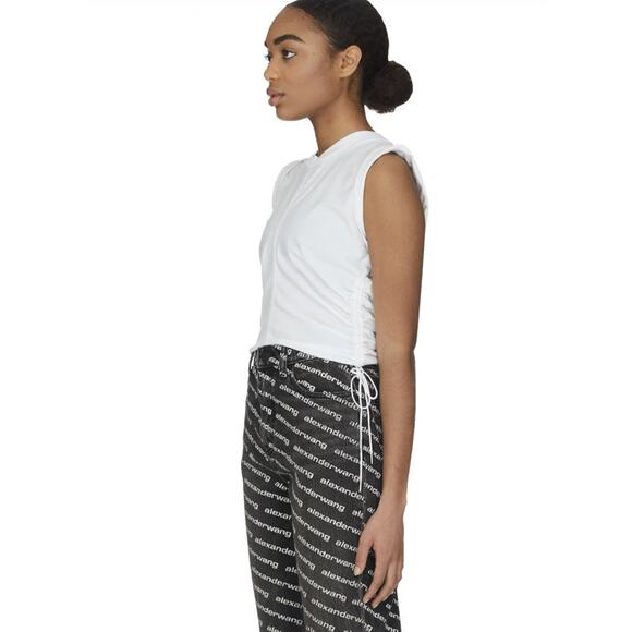 T by Alexander Wang Wash & Go Side Tie Crop Top Tee Gray Women's Size Medium - Picture 9 of 10